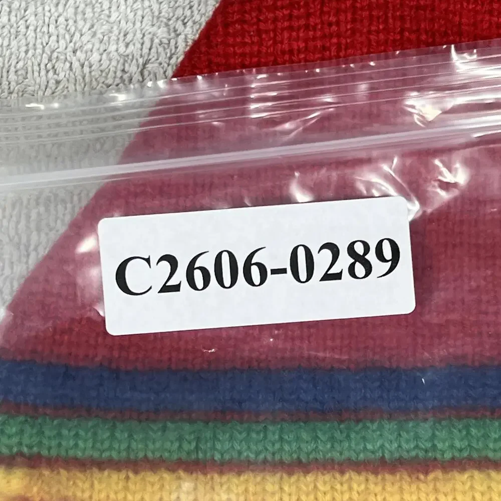 Hat Beanie Girls One Size Red 100% Wool Striped Rainbow Winter Cozy Casual